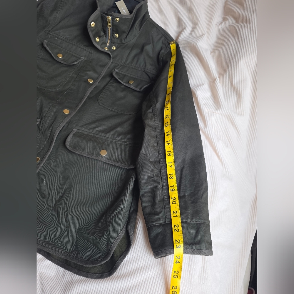 JCrew Hunter Green Resin-Coated Twill Military Field Jacket Sz S Nwt - Picture 7 of 9